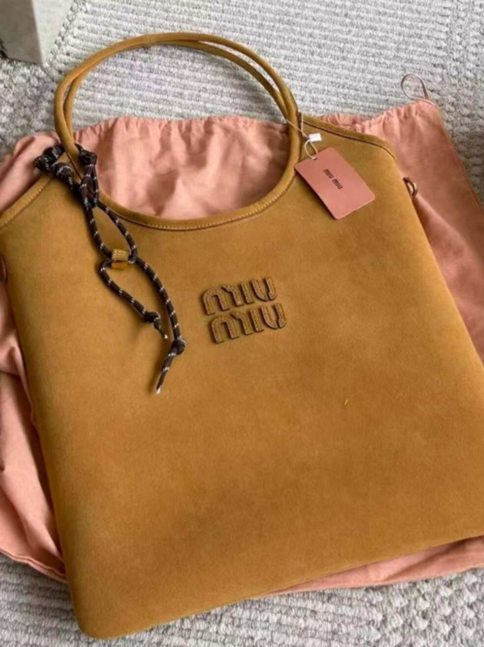 New Miu Miu Bag Tan Leather Tote Bag